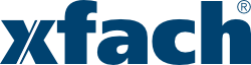 Das Logo der Firma xFach GmbH. Hier steht der Schriftzug xfach